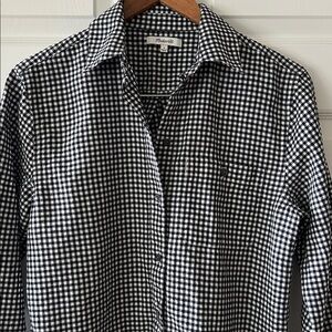 Madewell Linen Blend Gingham Check Button Up Shirt Sz S